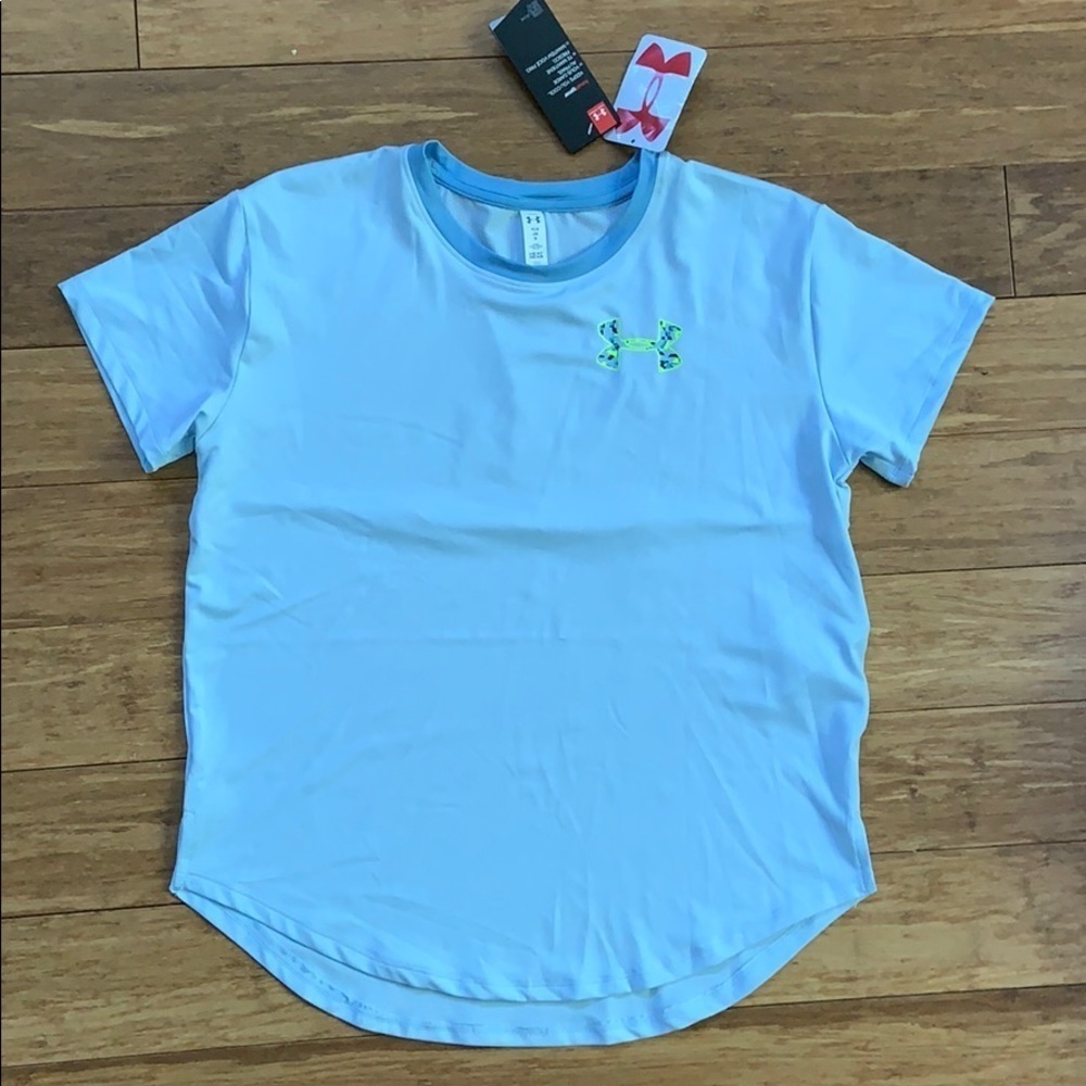 ☀️ 3/$36 or 2/$30 NEW UNDER ARMOUR Girls HeatGear Blue Tshirt sz L